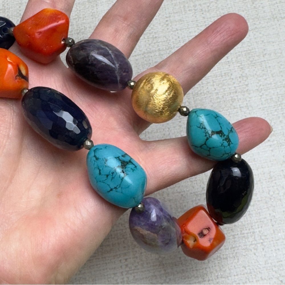 Statement Multi Color Beaded Necklace - Picture 5 of 5